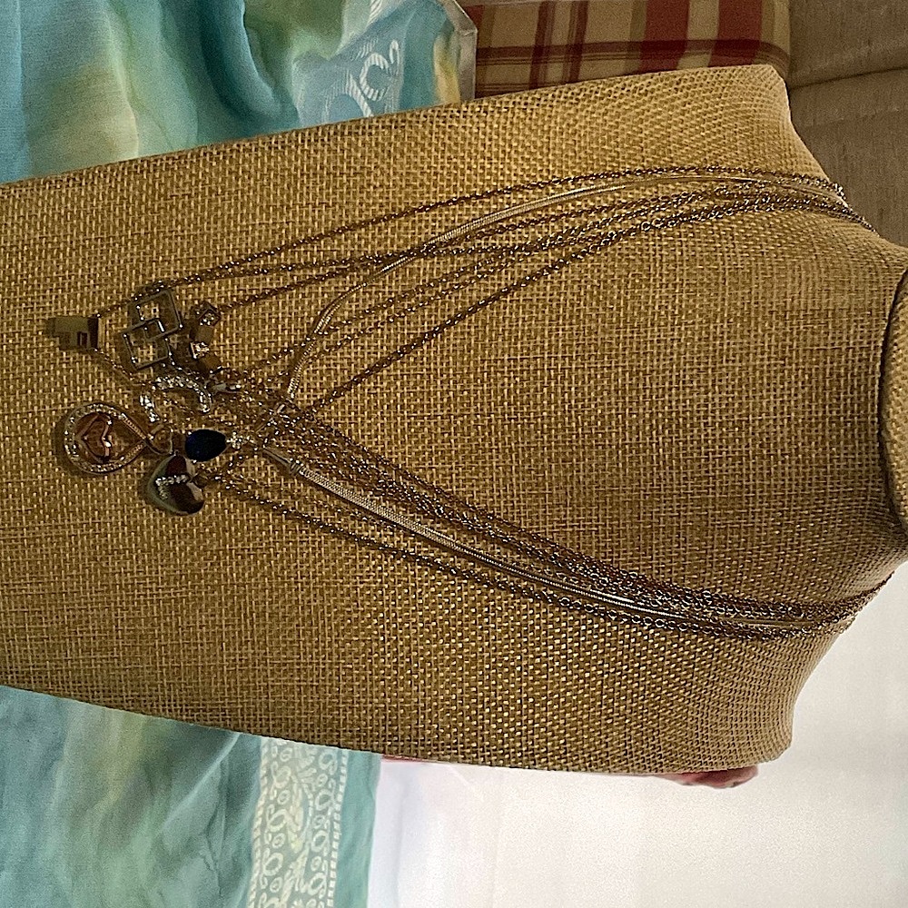Multiple Necklaces with Charms total 7, gold and silver tone